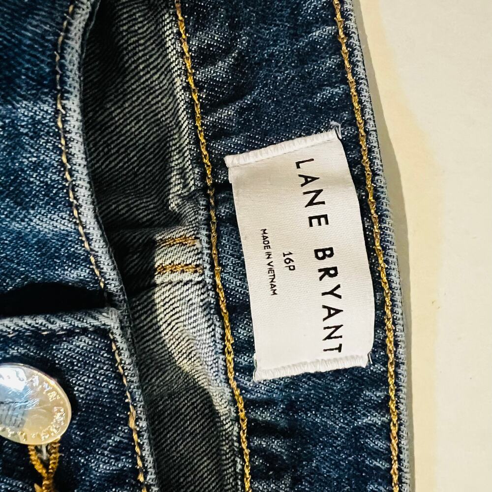 Lane Bryant Mid Rise Dreamfeel Boyfriend Plaid Cuff Jeans Size 16P Blue Red - Picture 5 of 10